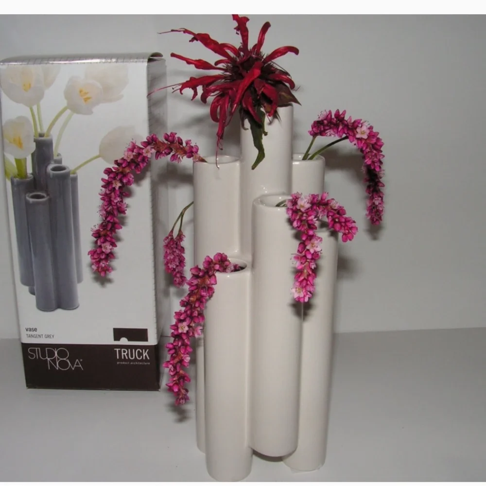 STUDIO NOVA by TRUCK (a highly rated Mikasa brand) Tangent gray 7 tube Vase New